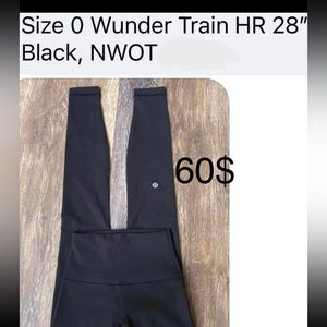 Lulu size 0 wunder train. 28” black leggings